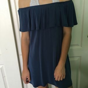 Off the shoulder blue dress